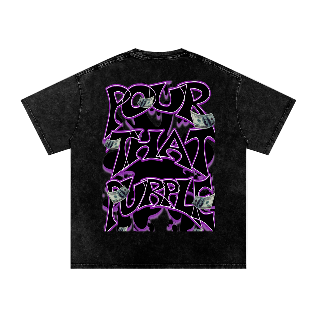 "Pool Water Pour That Bubbly" Snow Washed Oversized Cotton T-Shirt