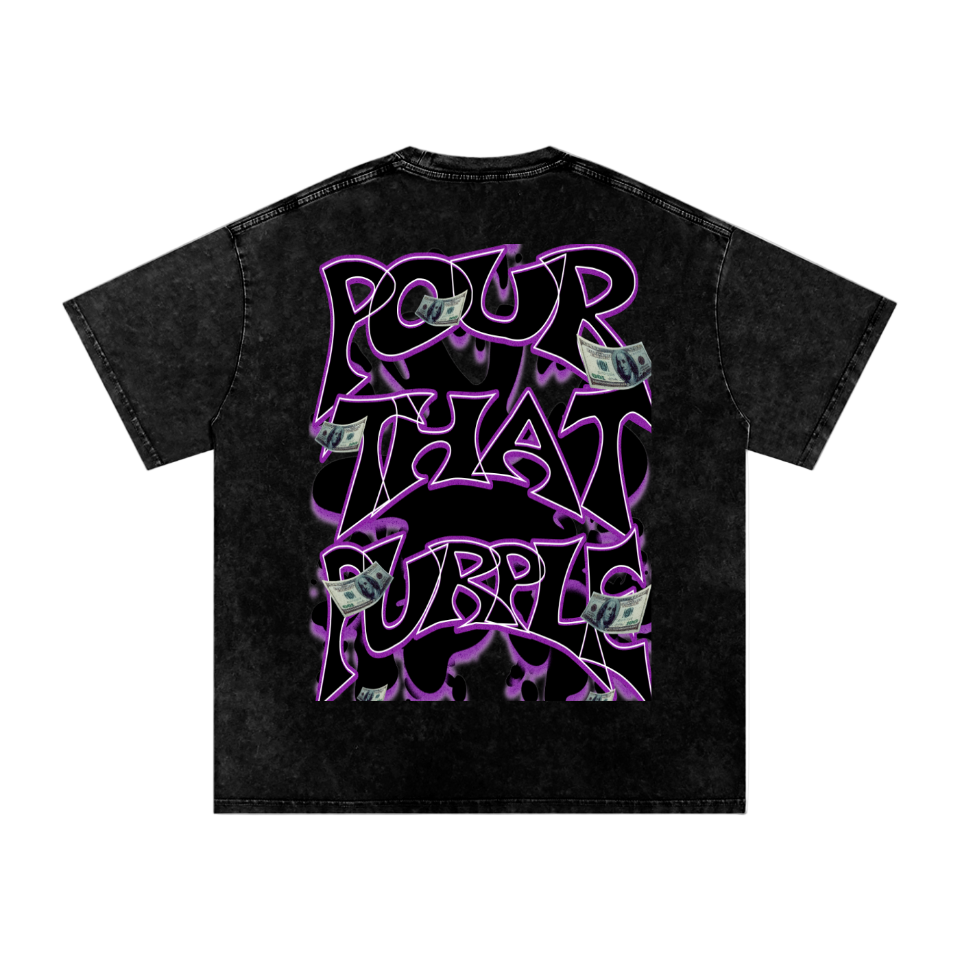 "Pool Water Pour That Bubbly" Snow Washed Oversized Cotton T-Shirt