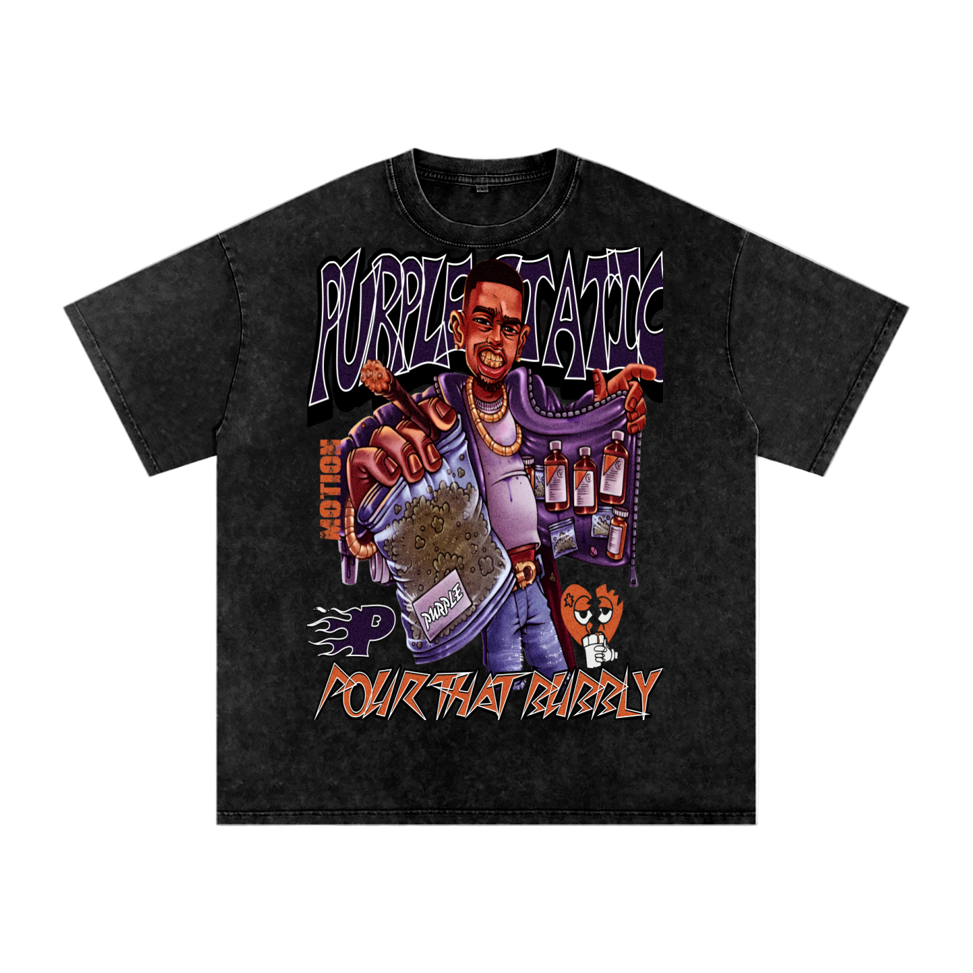 "Dealer Pour That Bubbly" Snow Washed Oversized Cotton T-Shirt