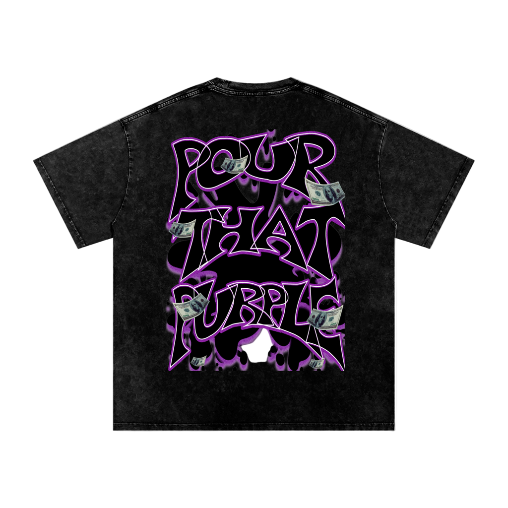 "Dealer Pour That Bubbly" Snow Washed Oversized Cotton T-Shirt