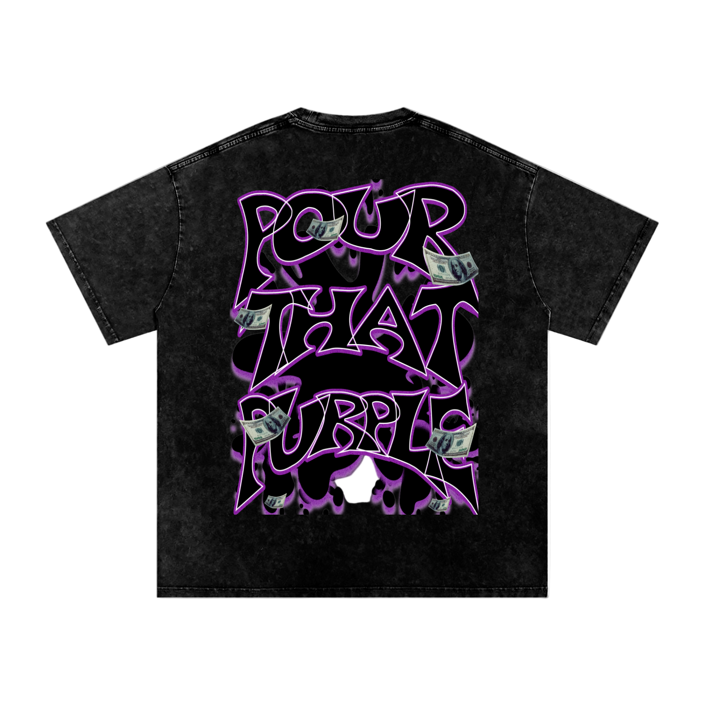 "Dealer Pour That Bubbly" Snow Washed Oversized Cotton T-Shirt