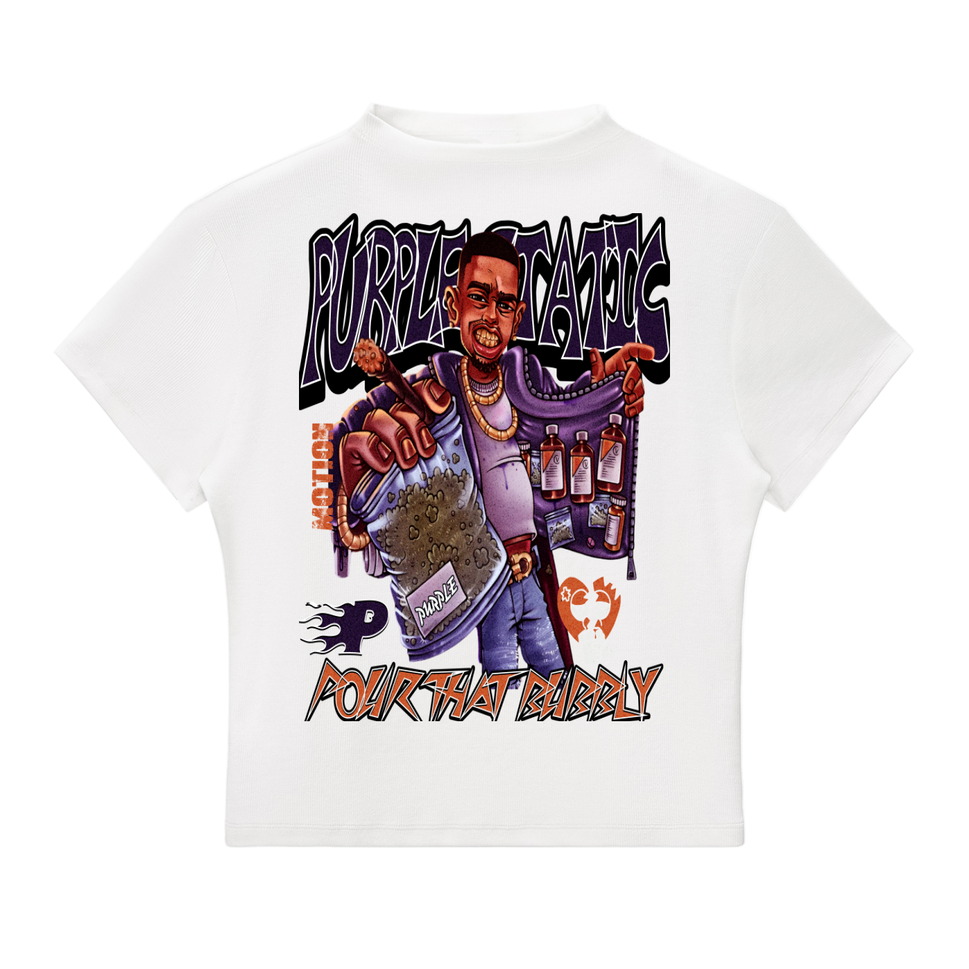 Woman "Pour That Bubbly" Essential Slim Fit Mock Neck T-Shirt