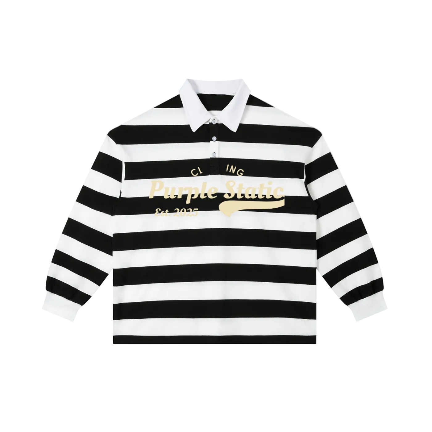 Purple Static "Classic" Color Block Stripe Polo Shirt