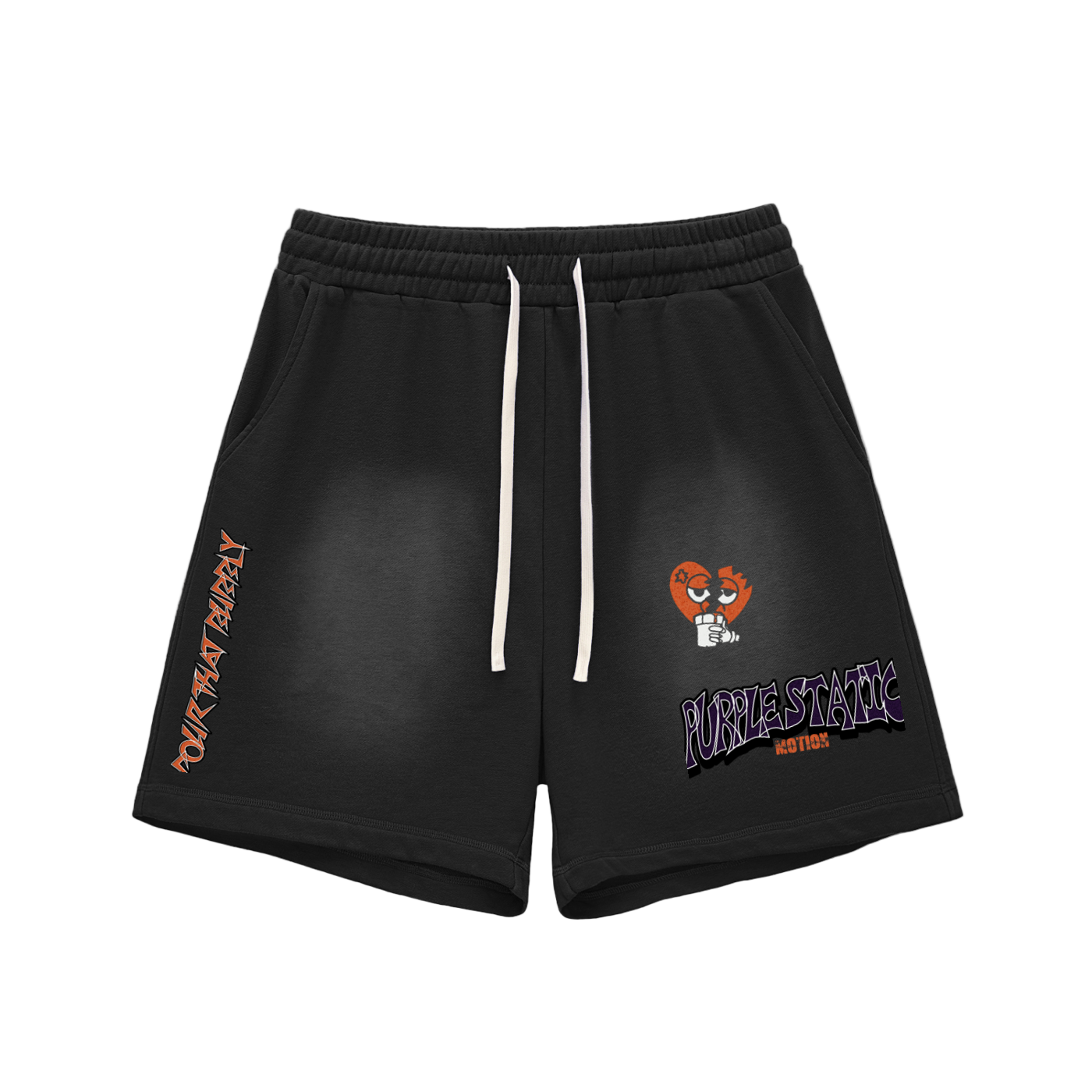 "Pour That Bubbly" Sun Fade Raw Edge Cotton Shorts