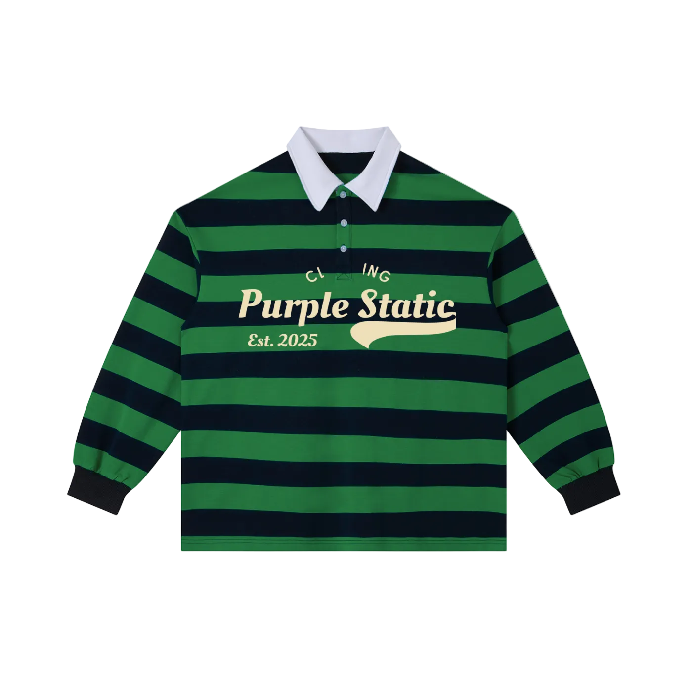 Purple Static "Classic" Color Block Stripe Polo Shirt