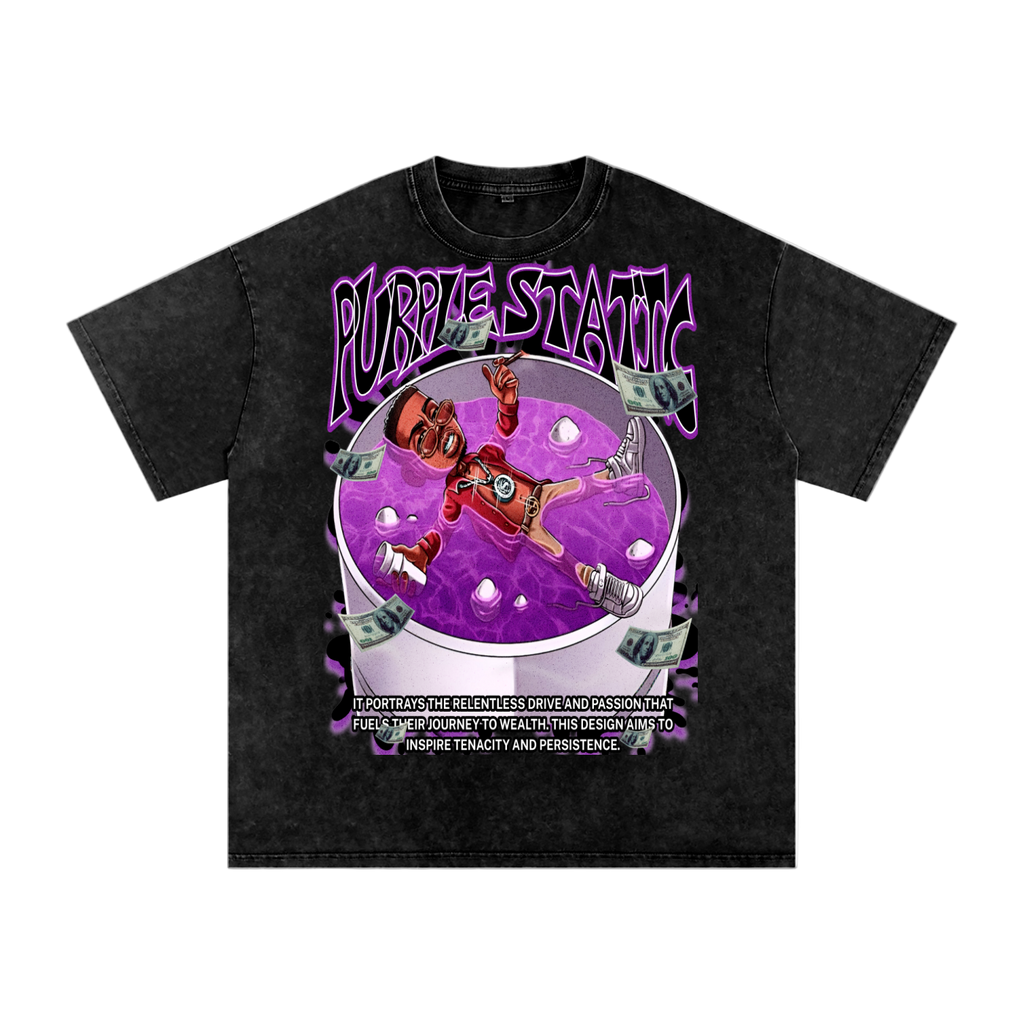 "Pool Water Pour That Bubbly" Snow Washed Oversized Cotton T-Shirt