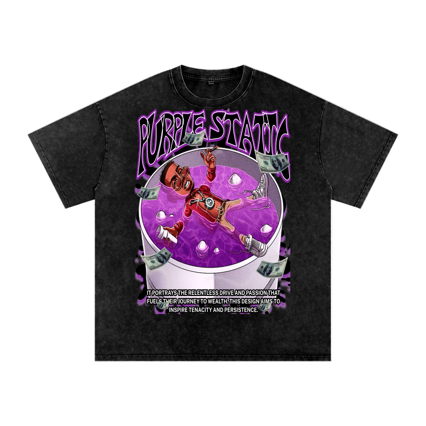 "Pool Water Pour That Bubbly" Snow Washed Oversized Cotton T-Shirt