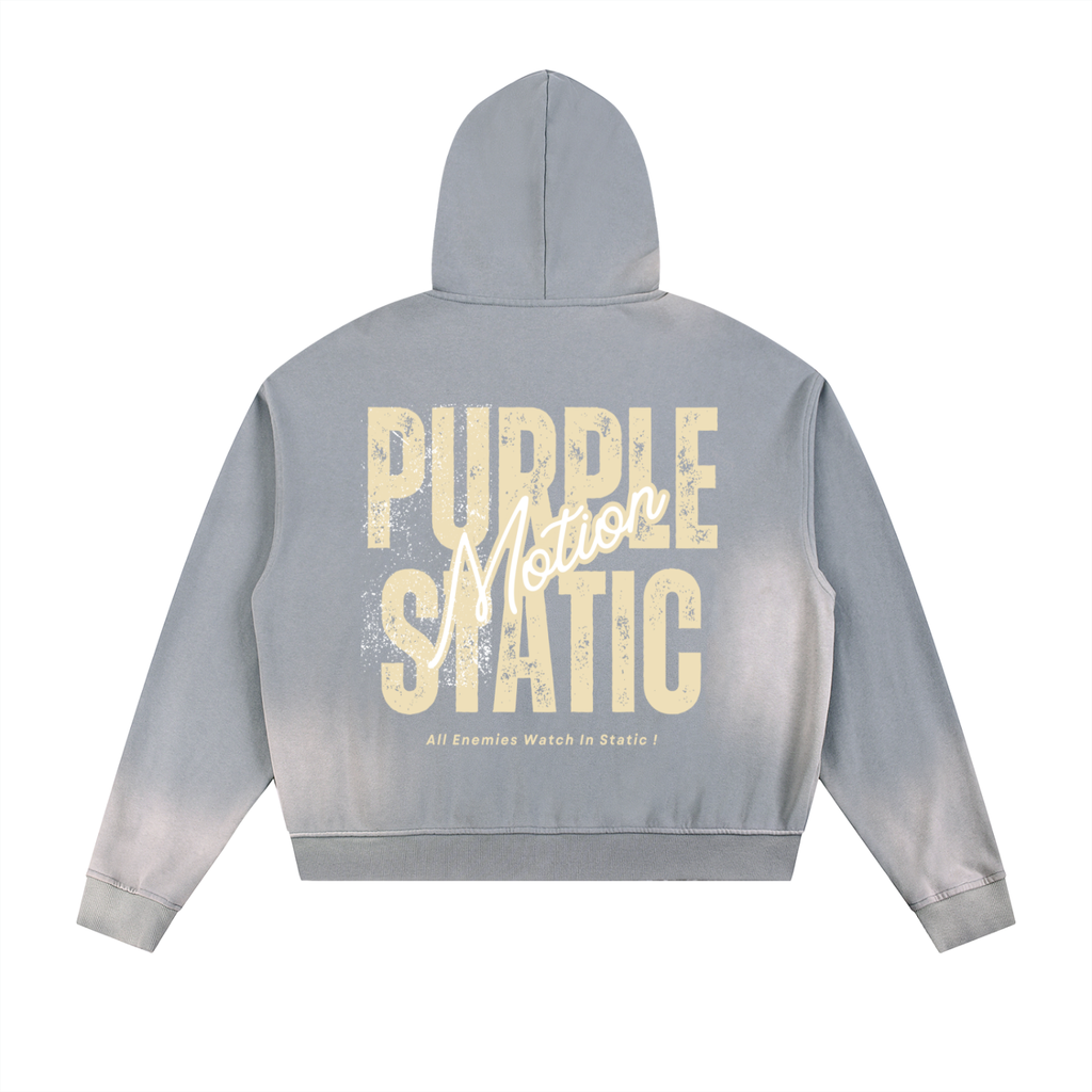 Purple Static "Classic" Sun Fade Frayed Raw Edge Fleece Zip Hoodie