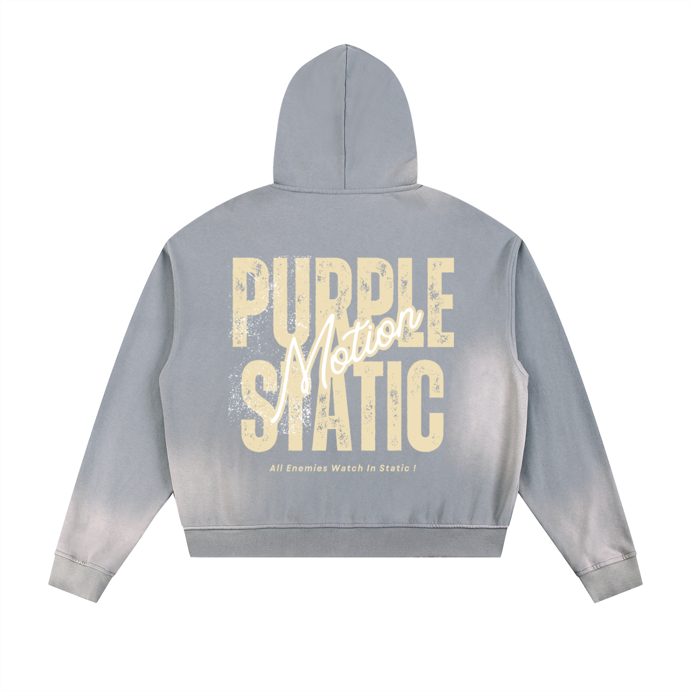 Purple Static "Classic" Sun Fade Frayed Raw Edge Fleece Zip Hoodie