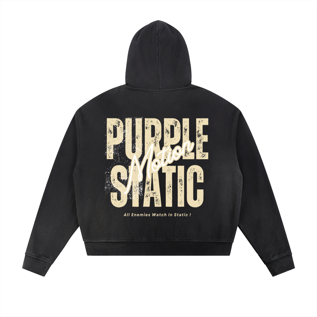 Purple Static "Classic" Sun Fade Frayed Raw Edge Fleece Zip Hoodie