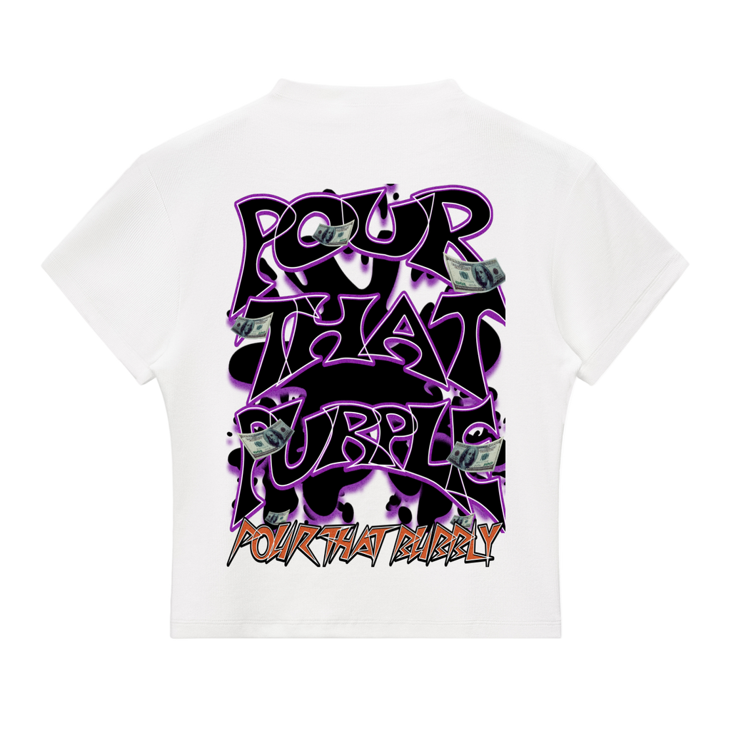 Woman "Pour That Bubbly" Essential Slim Fit Mock Neck T-Shirt